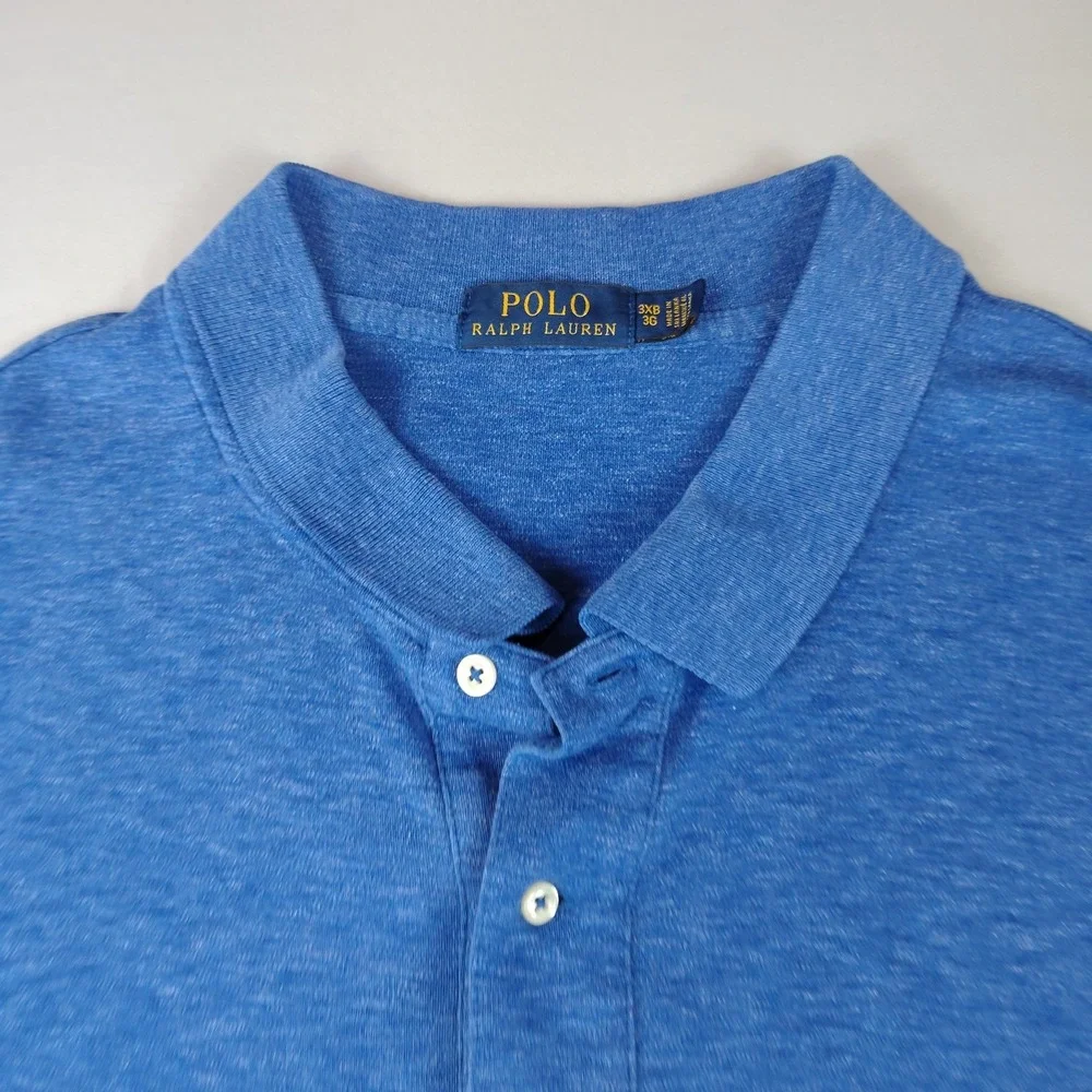 Polo Ralph Lauren Mens 3XB Blue Heather Classic Golf Polo Shirt Big & Tall